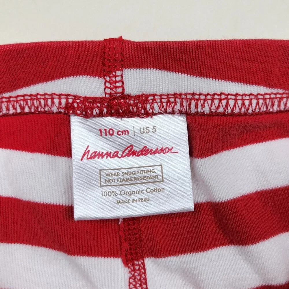Hanna Andersson Red White Stripe Long John Pajama Pants sz US 5 110cm